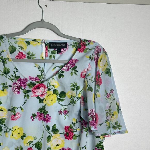 Lane Bryant Women's Floral Chiffon Flutter Sleeve Blouse Top Plus Size 16 - Picture 2 of 15
